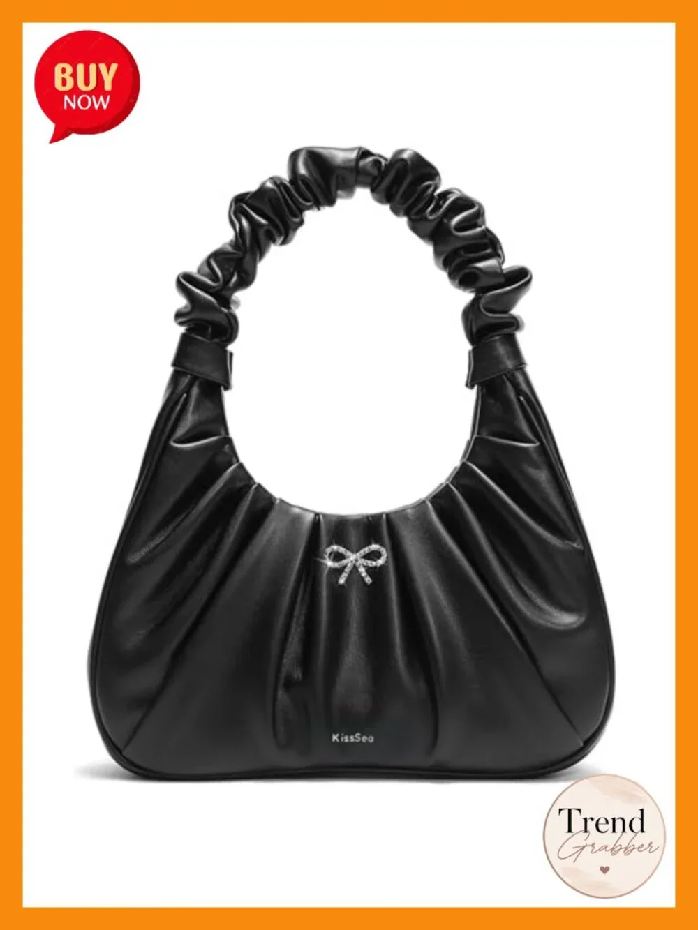 Women's Crescent Hobo Bag Ruched Pleated Vegan Leather Shoulder Purse